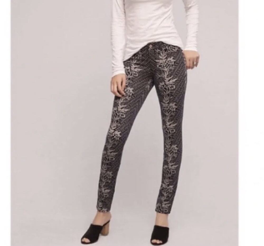Anthropologie Pilcro Serif Damask Corduroy Pant Size 31 Boho Festival Hippie